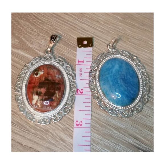 BUNDLE 2 gemstone large cabochon pendants statement style - Picture 5 of 6